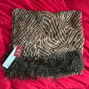 NWT Adana Brown 100% Silk Scarf